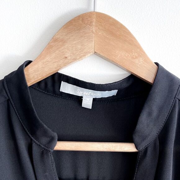 Sweet Rain Blouse Black Sleeveless Front Gold Zipper Women's M Semi-Sheer - Picture 4 of 6